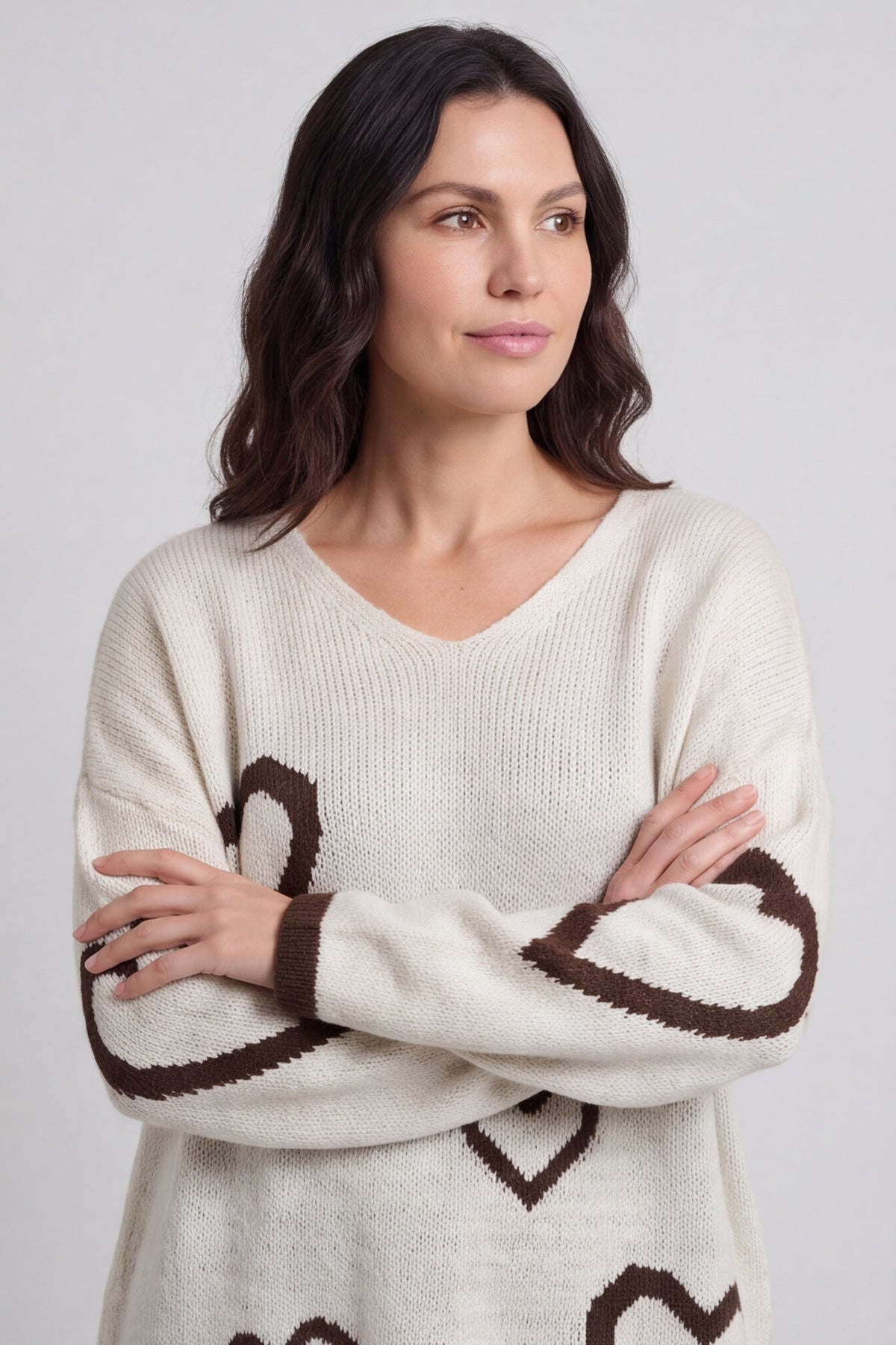 Milena Heart Knitted Jumper Stone – image 4 of 6