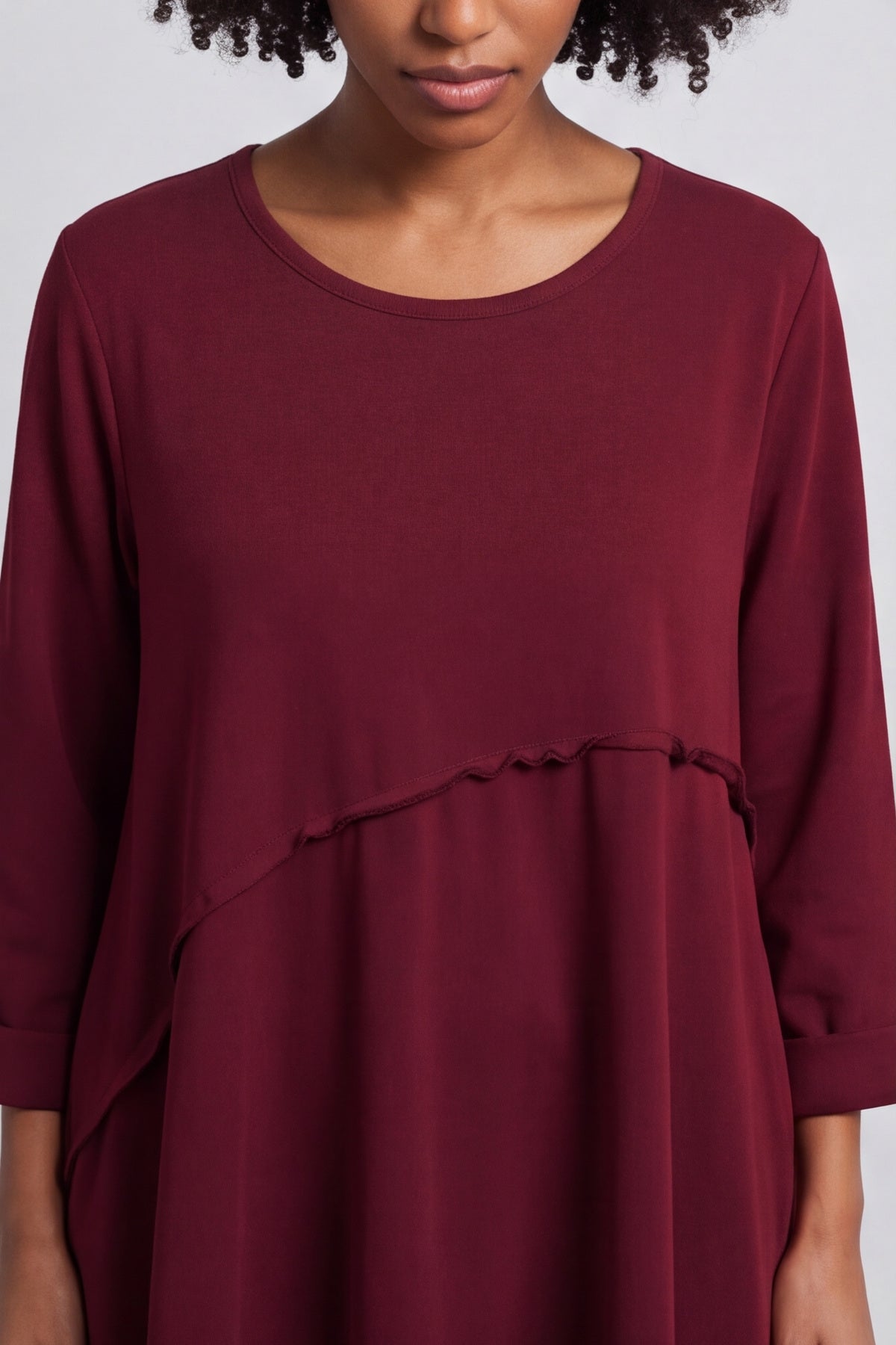 Minnie Seam Detail Cotton Tunic Wine – image 4 of 6