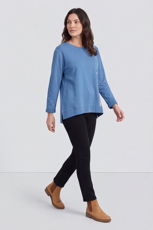 Barbara Pocket Cotton Top Blue – image 4 of 6