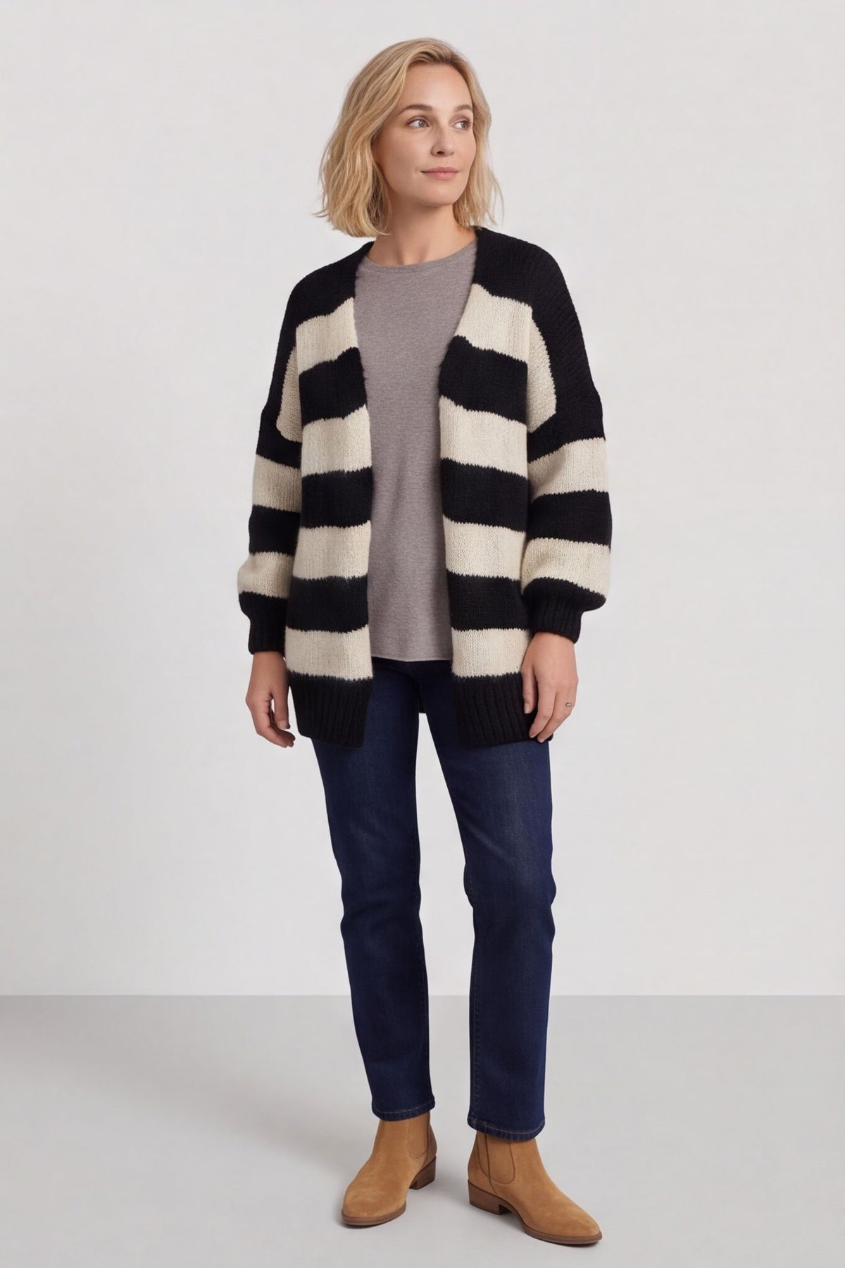 Kennedy Stripe Knitted Cardigan Black – image 4 of 6