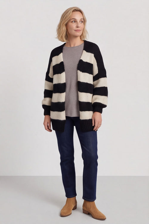 Kennedy Stripe Knitted Cardigan Black – image 4 of 6