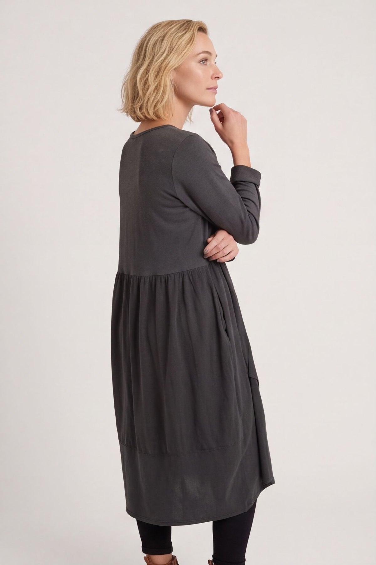 Regana Cotton Dress Charcoal – image 3 of 4