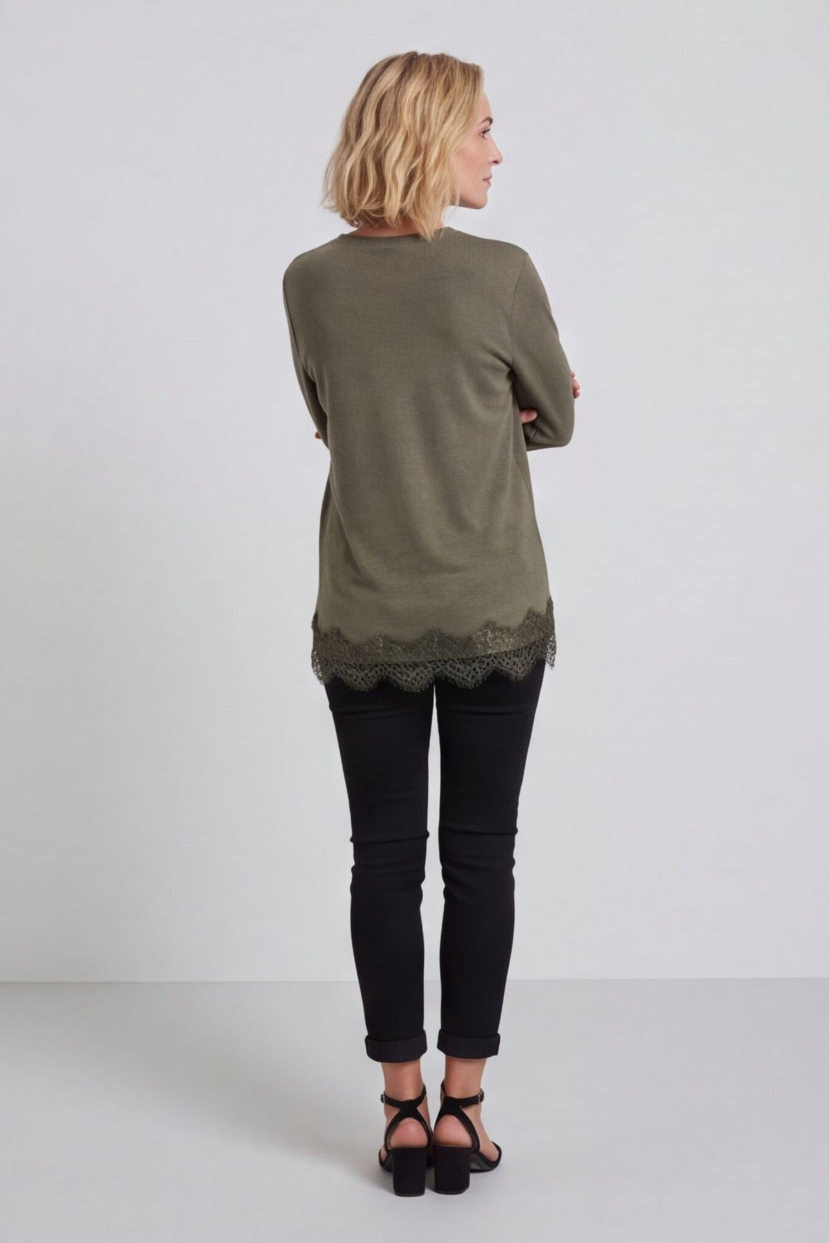 Chantelle Lace Detail Top Khaki – image 3 of 4