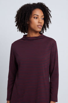 Lyssa Cowl Neck Stripe Top Charcoal – image 4 of 6
