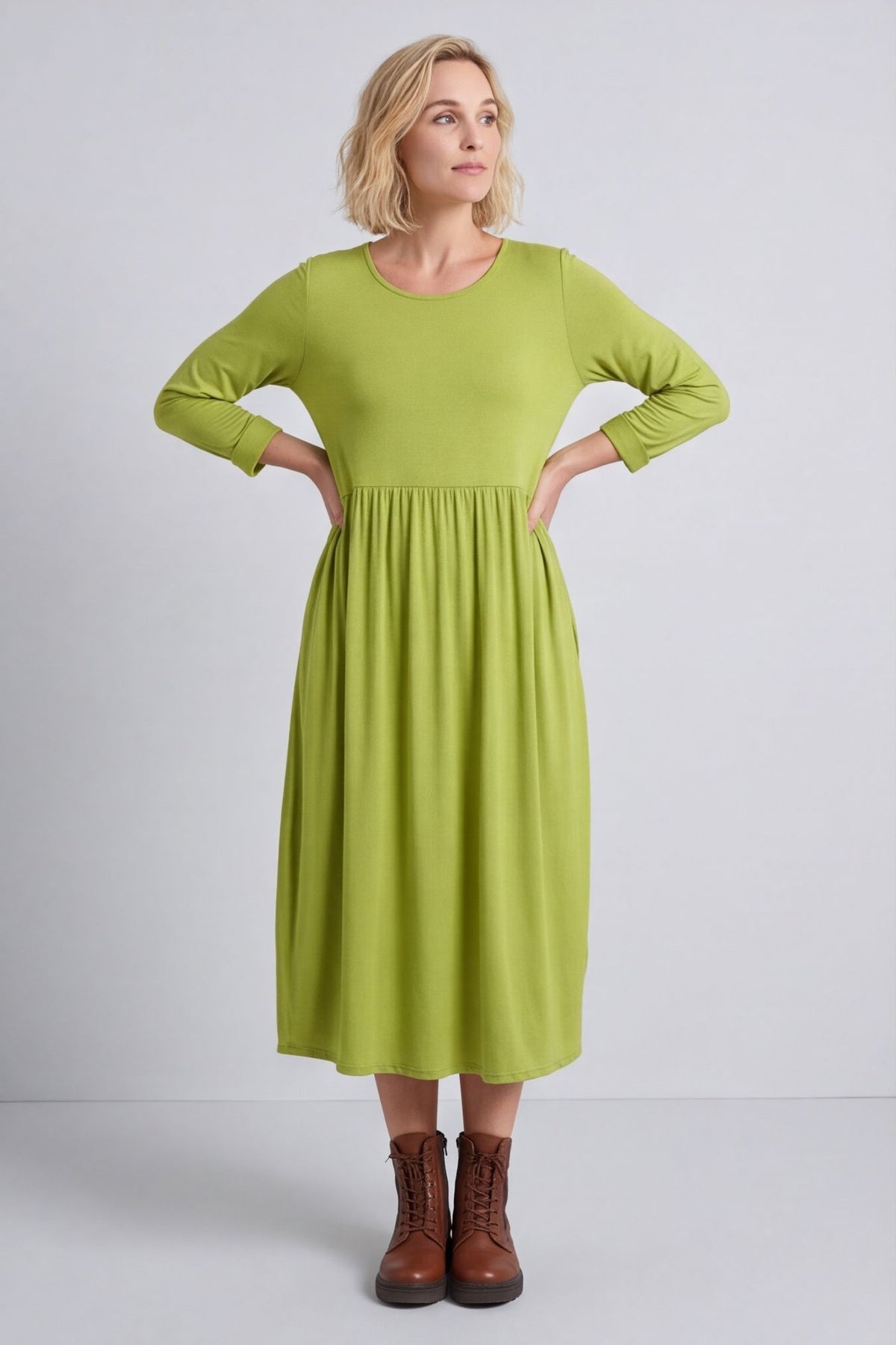 Kylie Long Sleeve Dress Lime – image 3 of 5