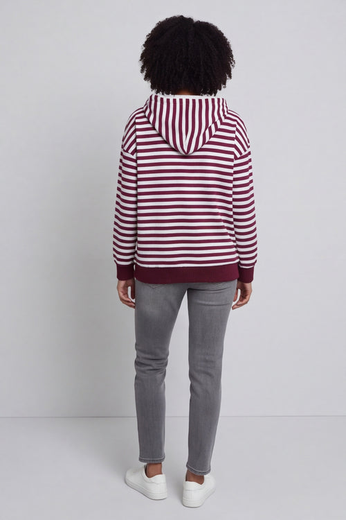 Selena Stripe Hooded Top Burgundy – image 4 of 6