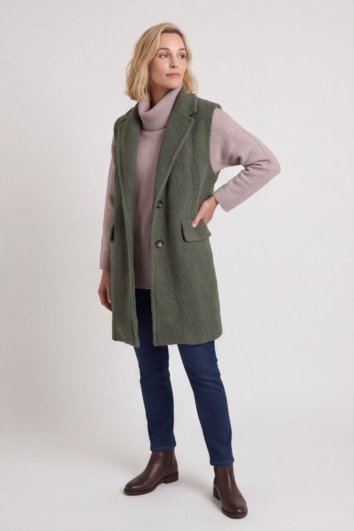 Nori Boucle Gilet Khaki – image 4 of 6