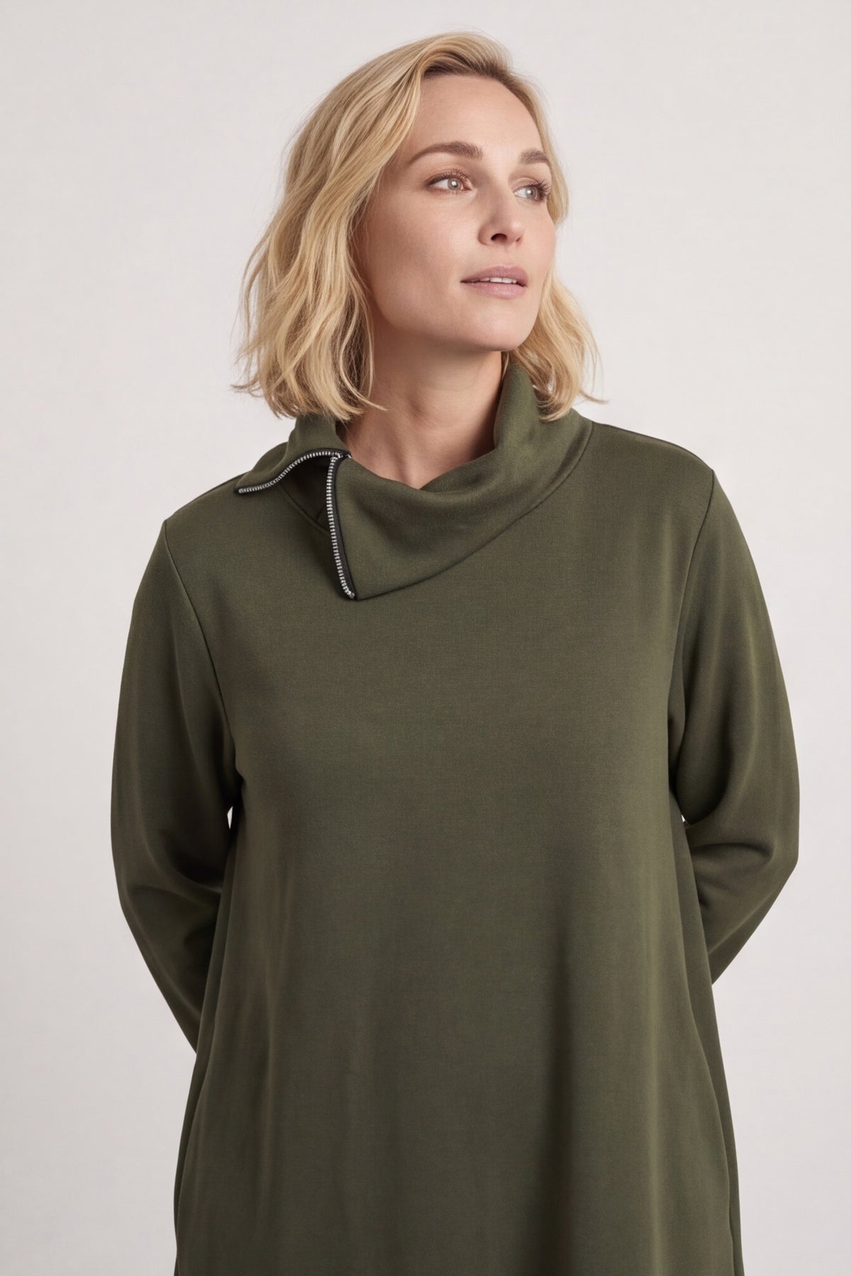 Wanda Zip Polo Cotton Dress Khaki – image 4 of 6
