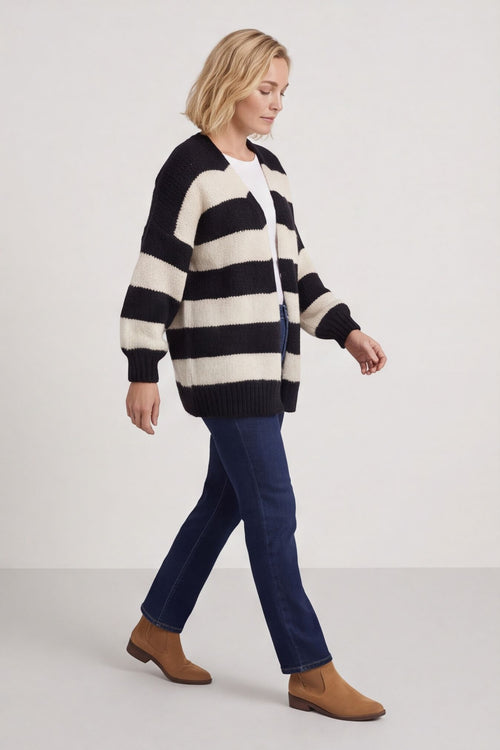 Kennedy Stripe Knitted Cardigan Navy – image 4 of 6