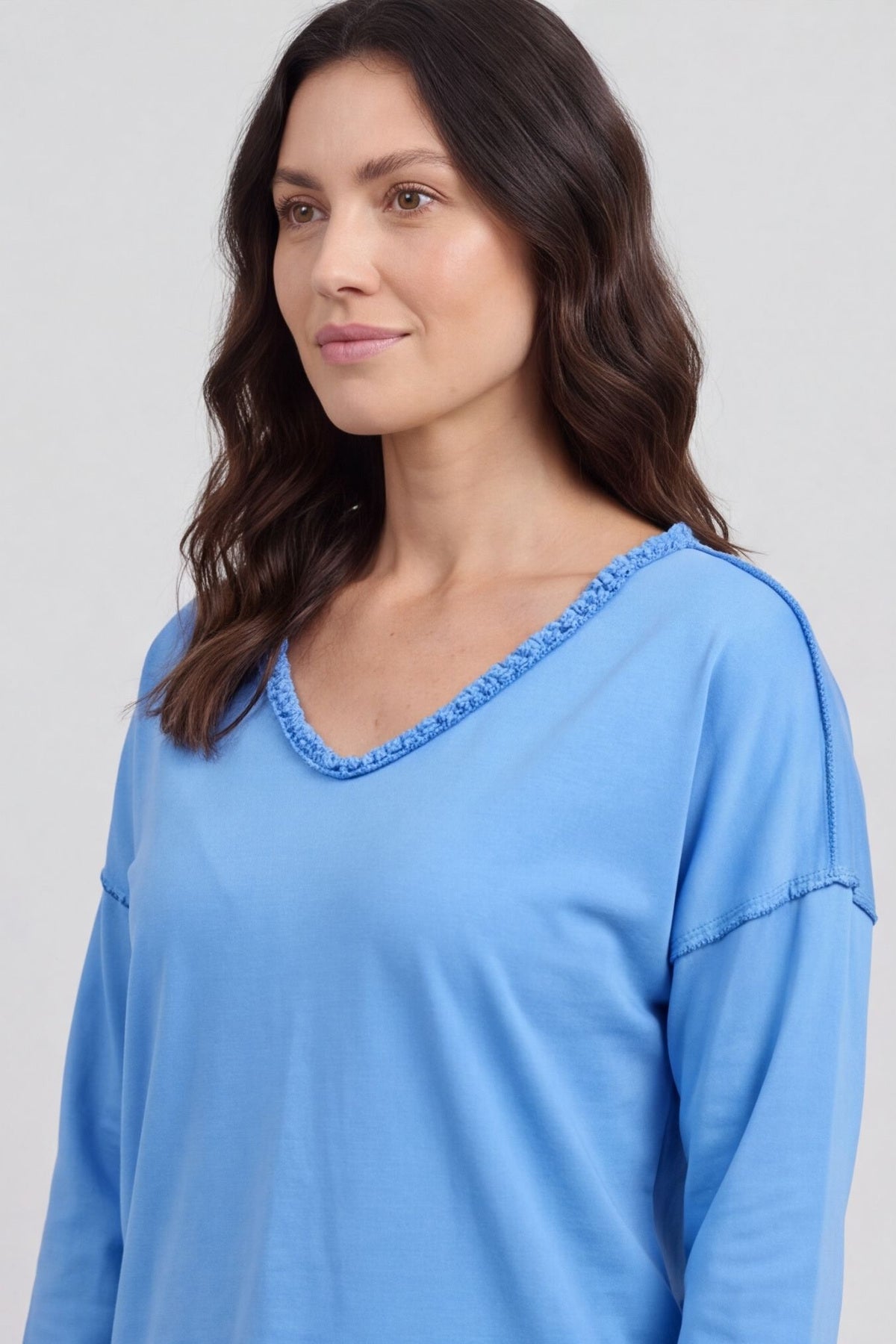 Kinsley Washed V-Neck Cotton Top Cobalt – image 4 of 4