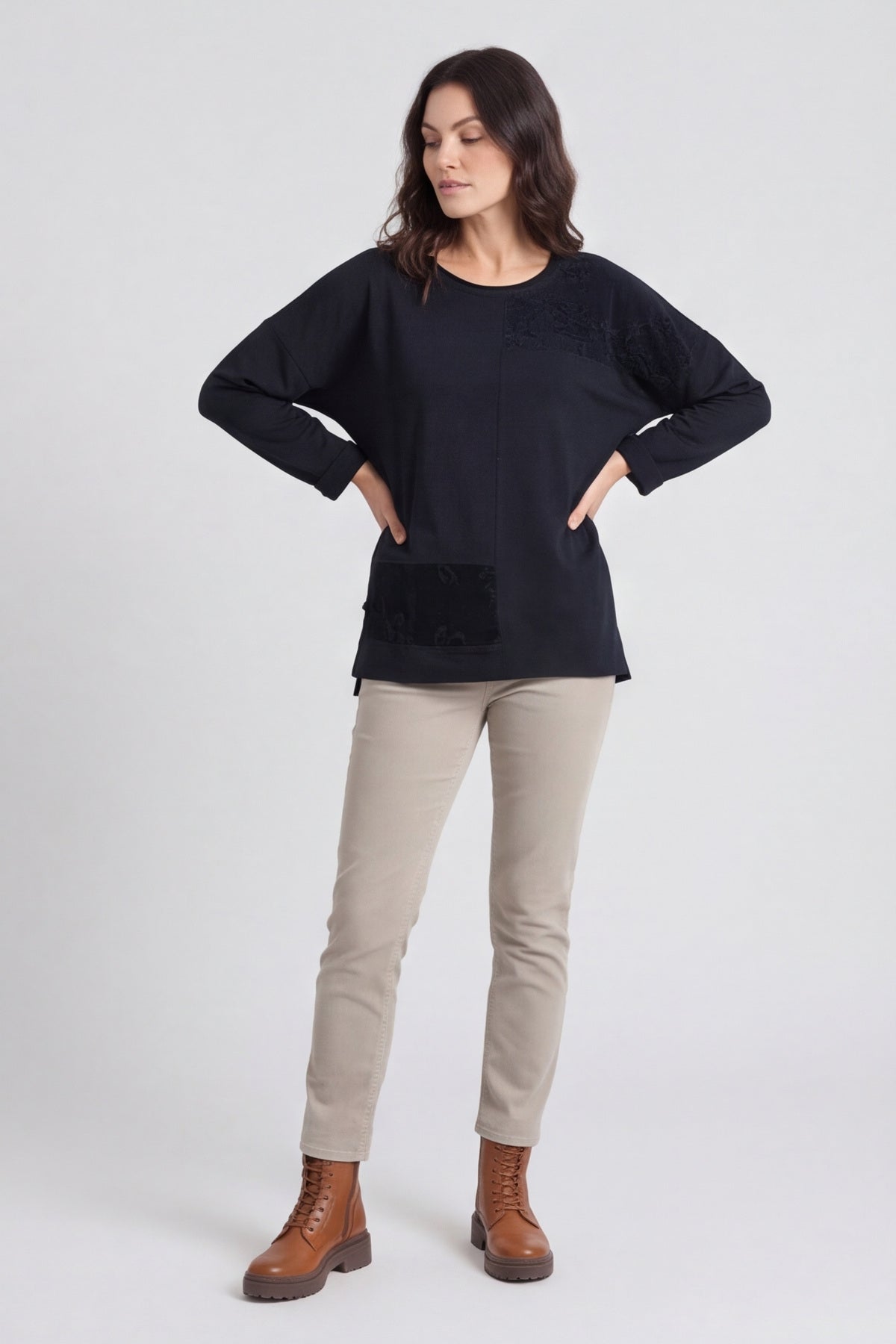 Louise Cord Patch Cotton Top Black – image 4 of 6