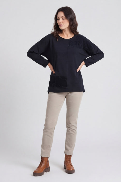Louise Cord Patch Cotton Top Black – image 4 of 6