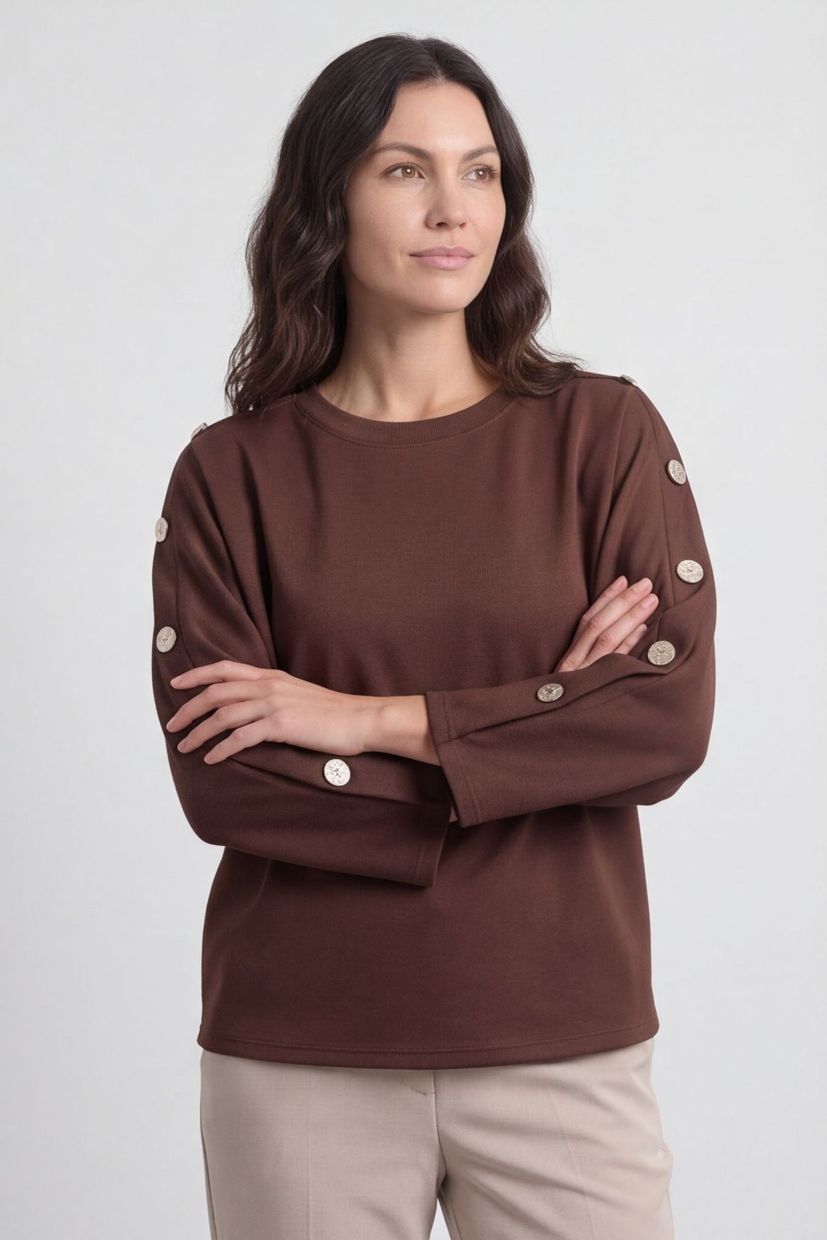Lesley Button Top Cocoa – image 4 of 6