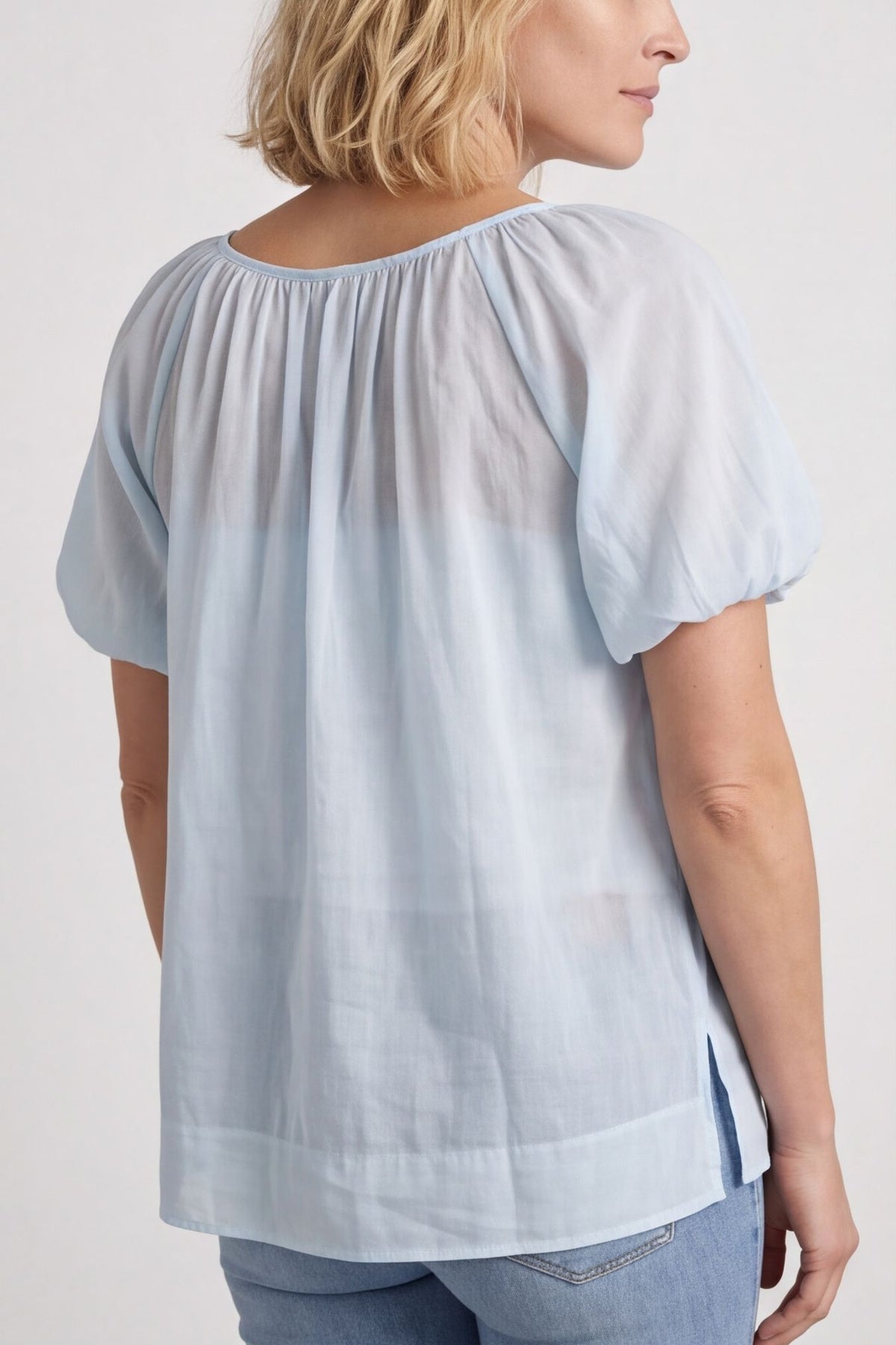 Bude Puff Sleeve Cotton Top Light Blue – image 4 of 6