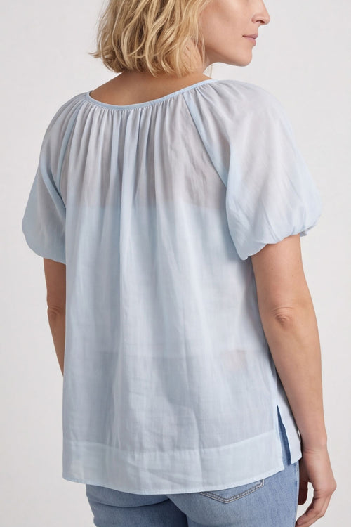 Bude Puff Sleeve Cotton Top Light Blue – image 4 of 6