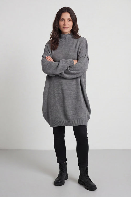 Bridie Polo Neck Knitted Tunic Grey – image 4 of 6