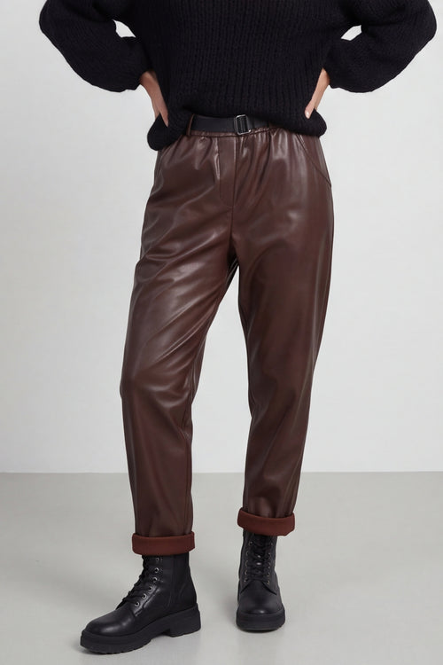 Hilary Wet Look Trousers Cocoa – image 4 of 5