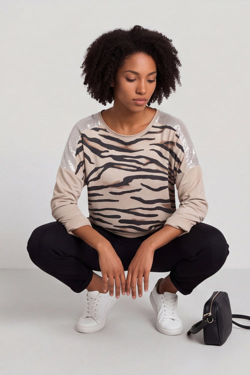 Estella Print Cotton Top Stone – image 4 of 6