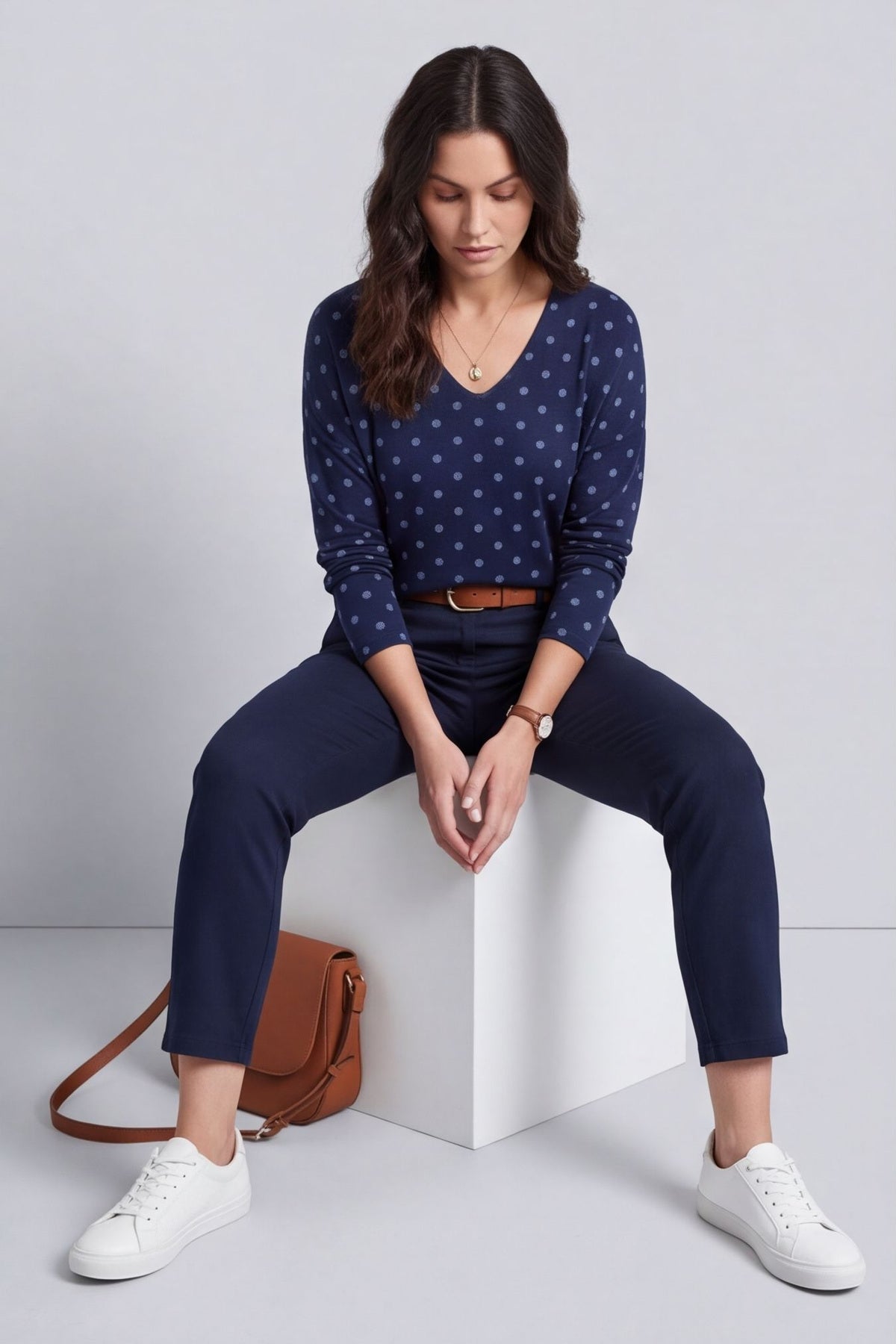Lola Relaxed Polka Dot V-Neck Top – image 4 of 6