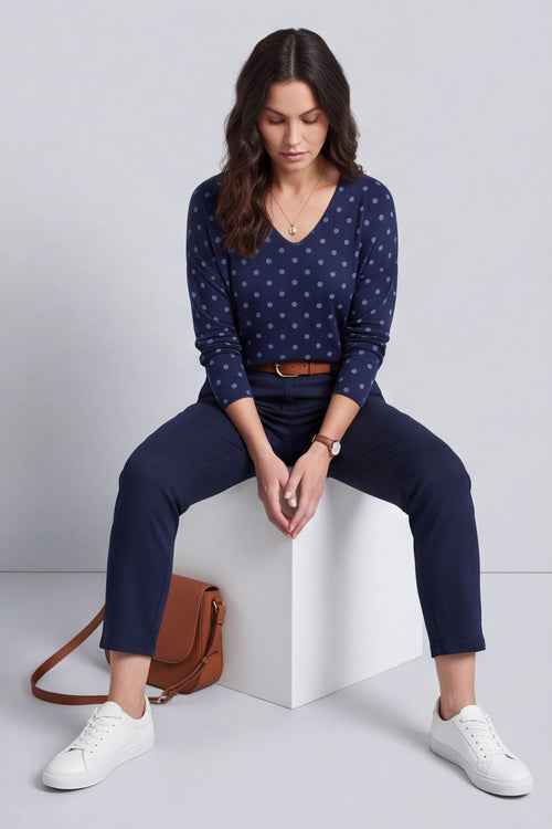 Lola Relaxed Polka Dot V-Neck Top – image 4 of 6