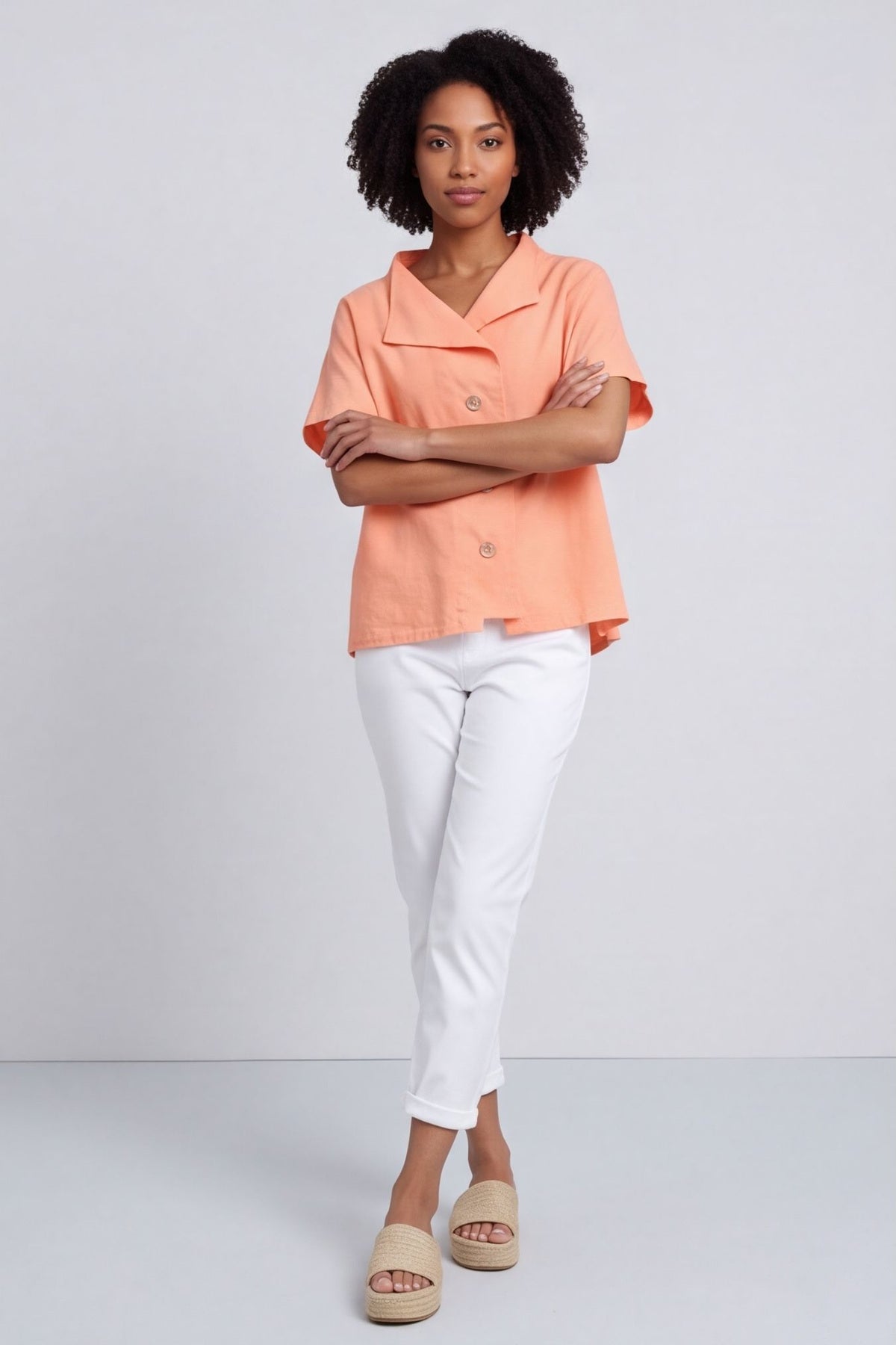 Sabella Linen Shirt Orange – image 3 of 3