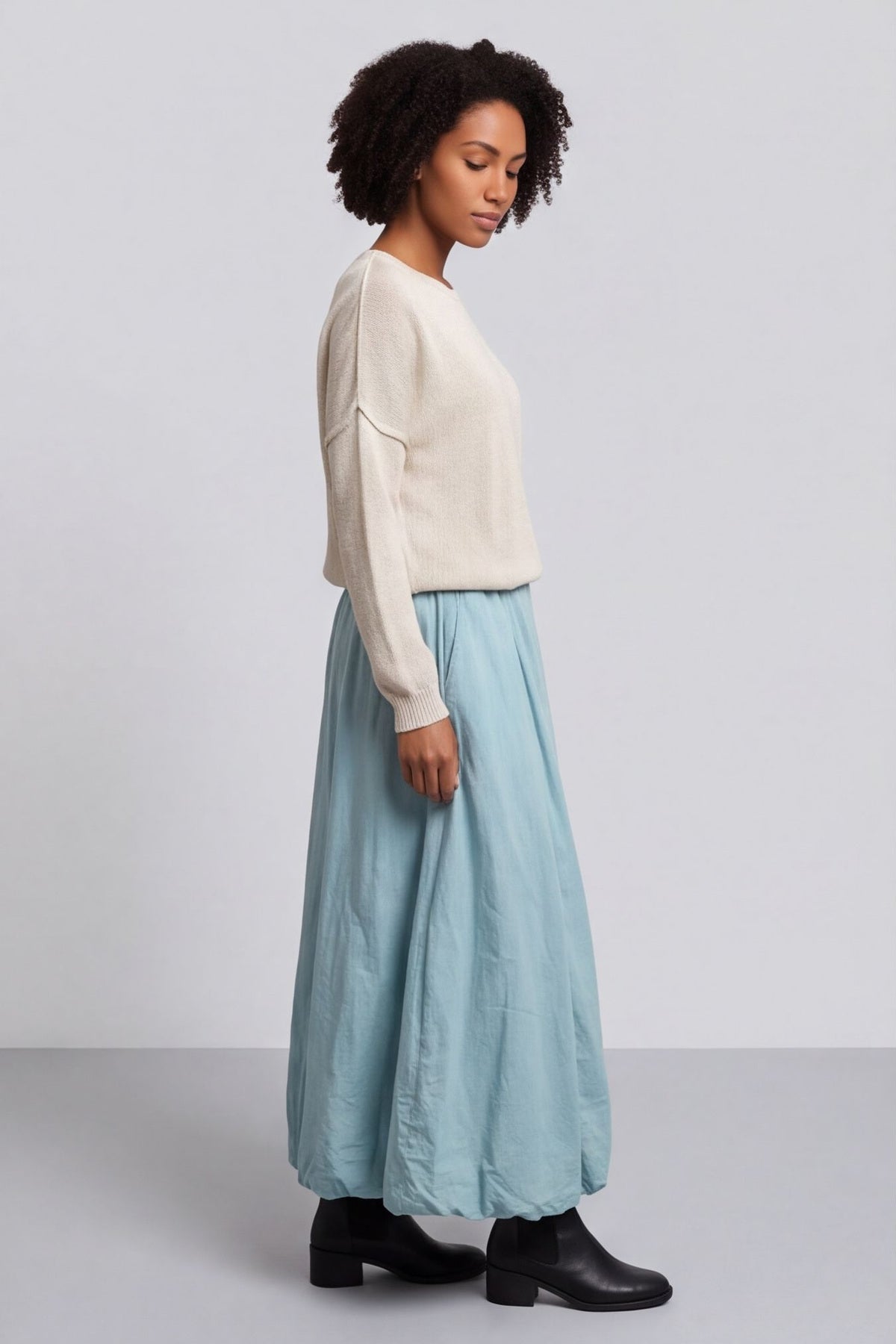 Wilfreda Puffball Cotton Skirt Sage Green – image 4 of 6