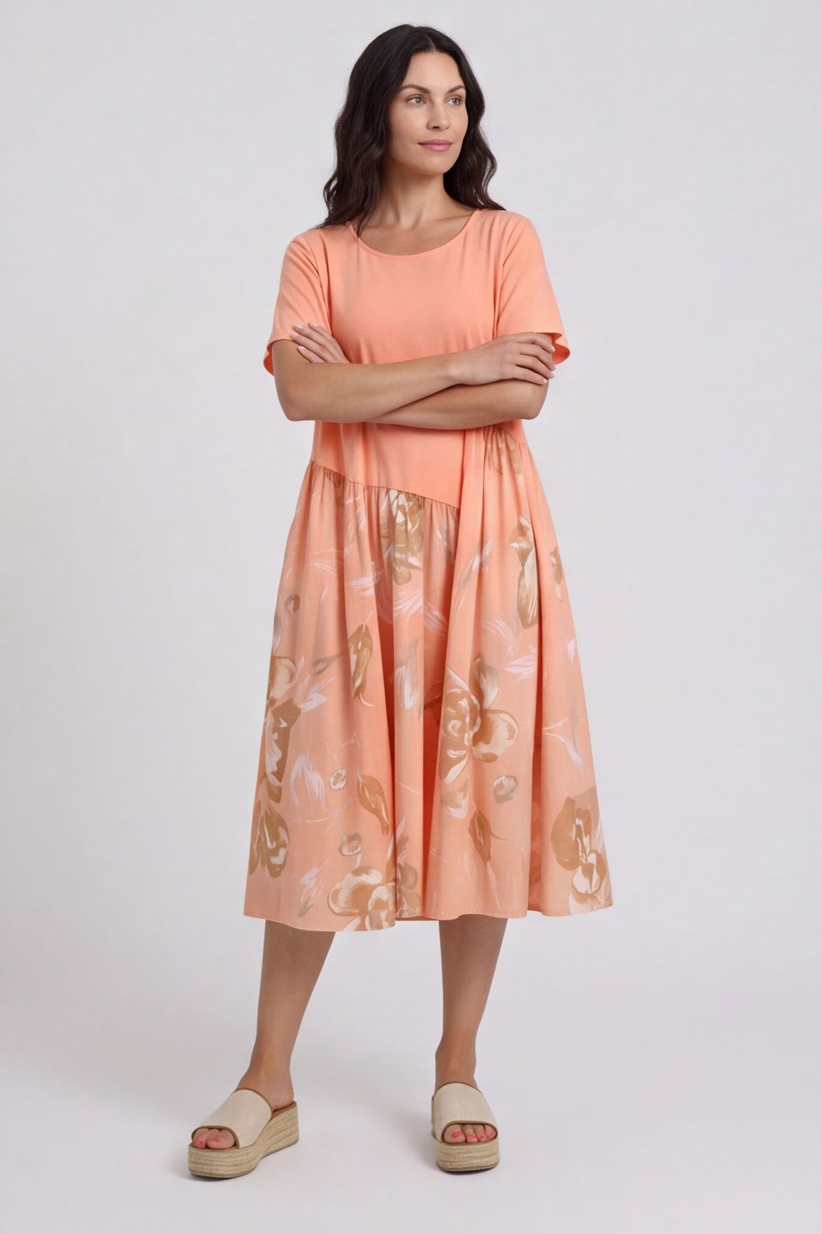 Tullia Botanical Print Cotton Dress Orange – image 3 of 4
