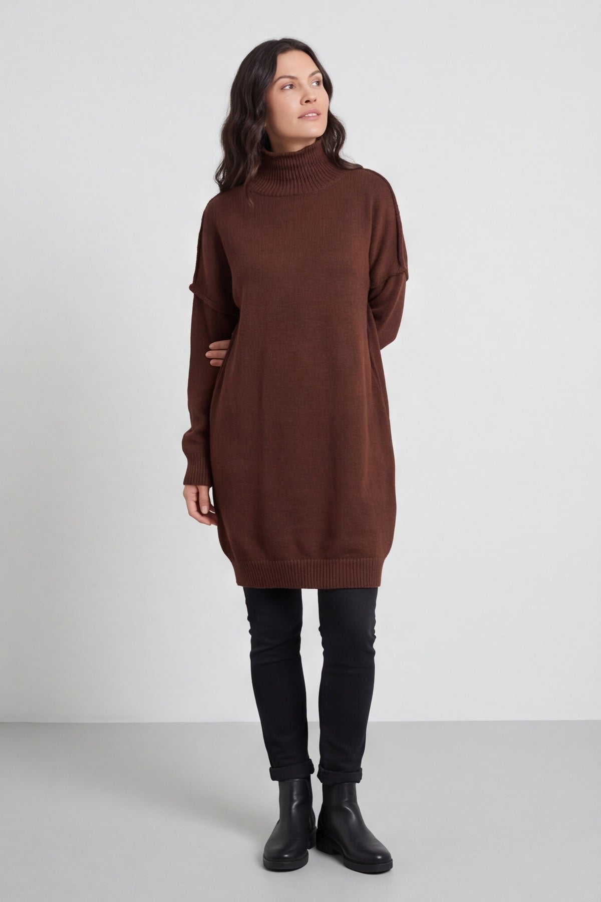 Bridie Polo Neck Knitted Tunic Cocoa – image 4 of 6