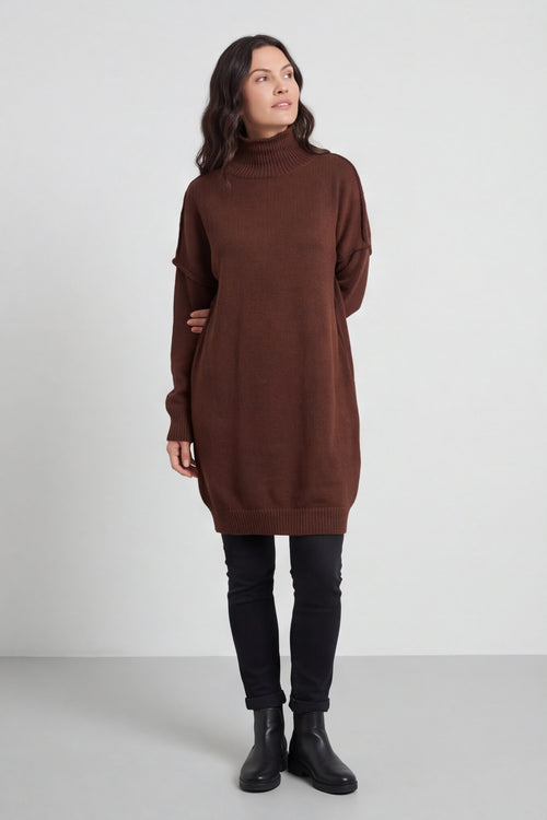 Bridie Polo Neck Knitted Tunic Cocoa – image 4 of 6