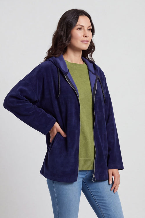 Verys Cord Zip Hooded Jacket Navy – image 3 of 5