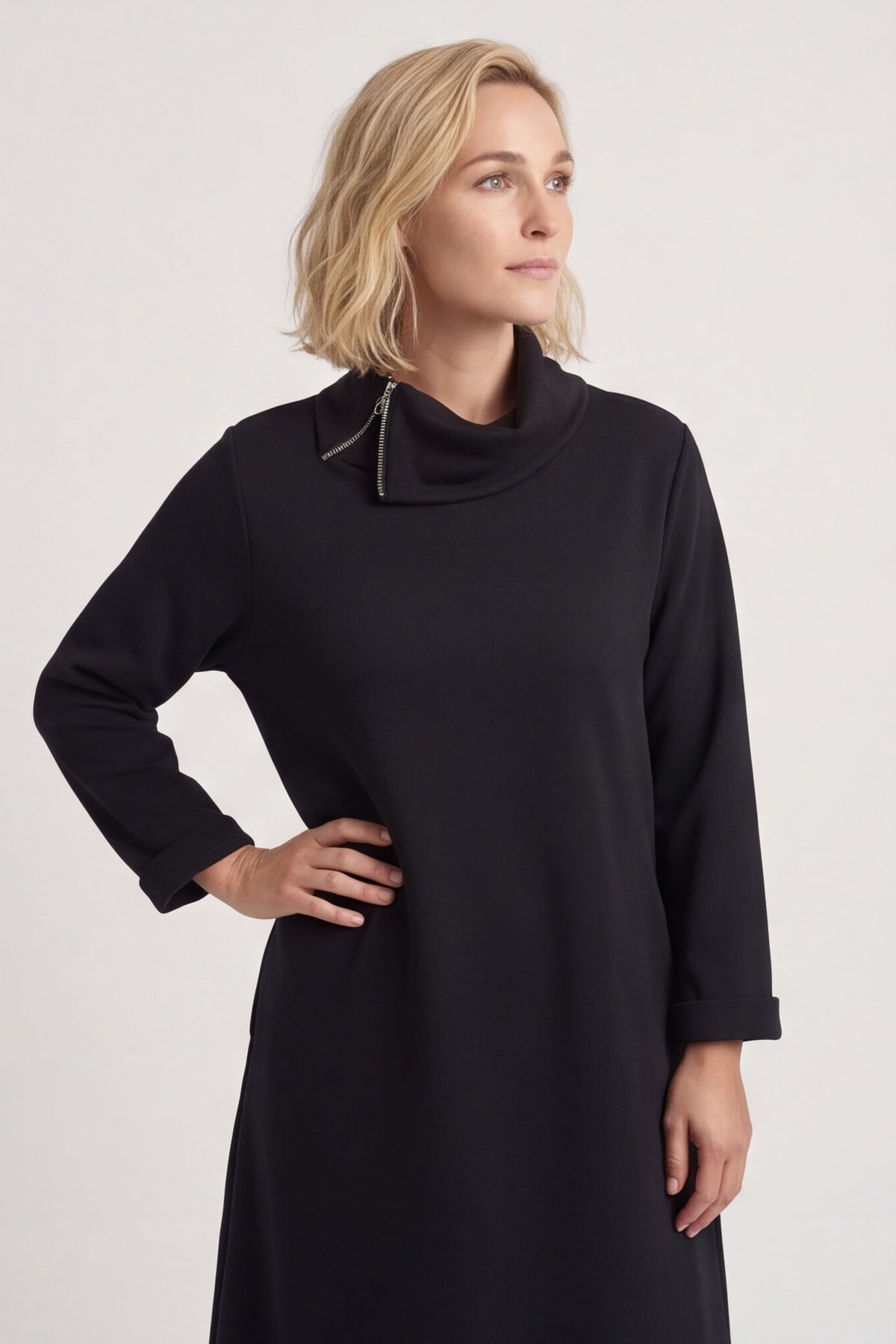 Wanda Zip Polo Cotton Dress Black – image 4 of 6