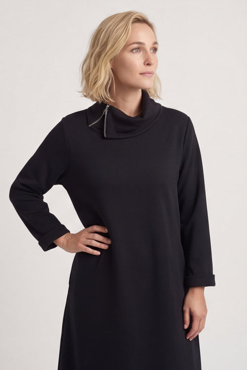 Wanda Zip Polo Cotton Dress Black – image 4 of 6