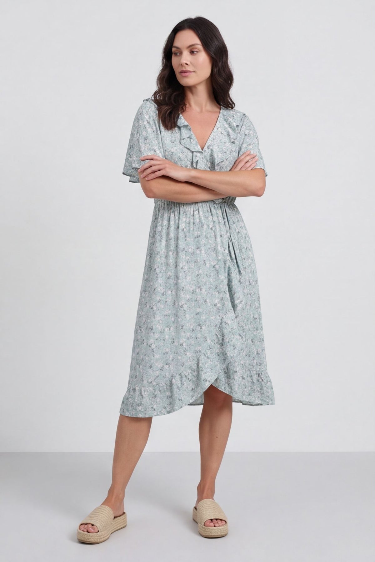 Etienne Floral Wrap Dress Sage Green – image 3 of 4