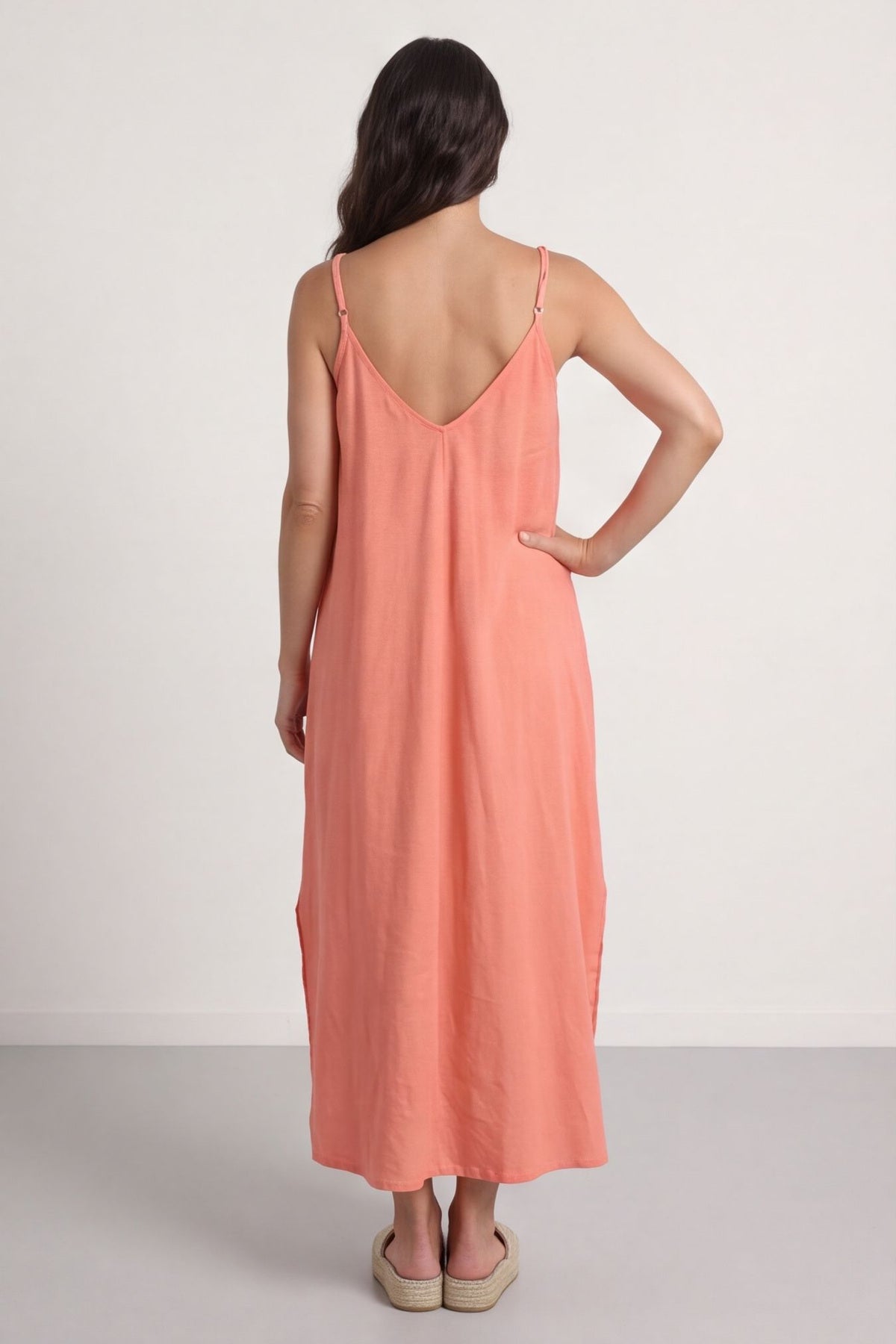 Cesca Strap Linen Dress Orange – image 4 of 6