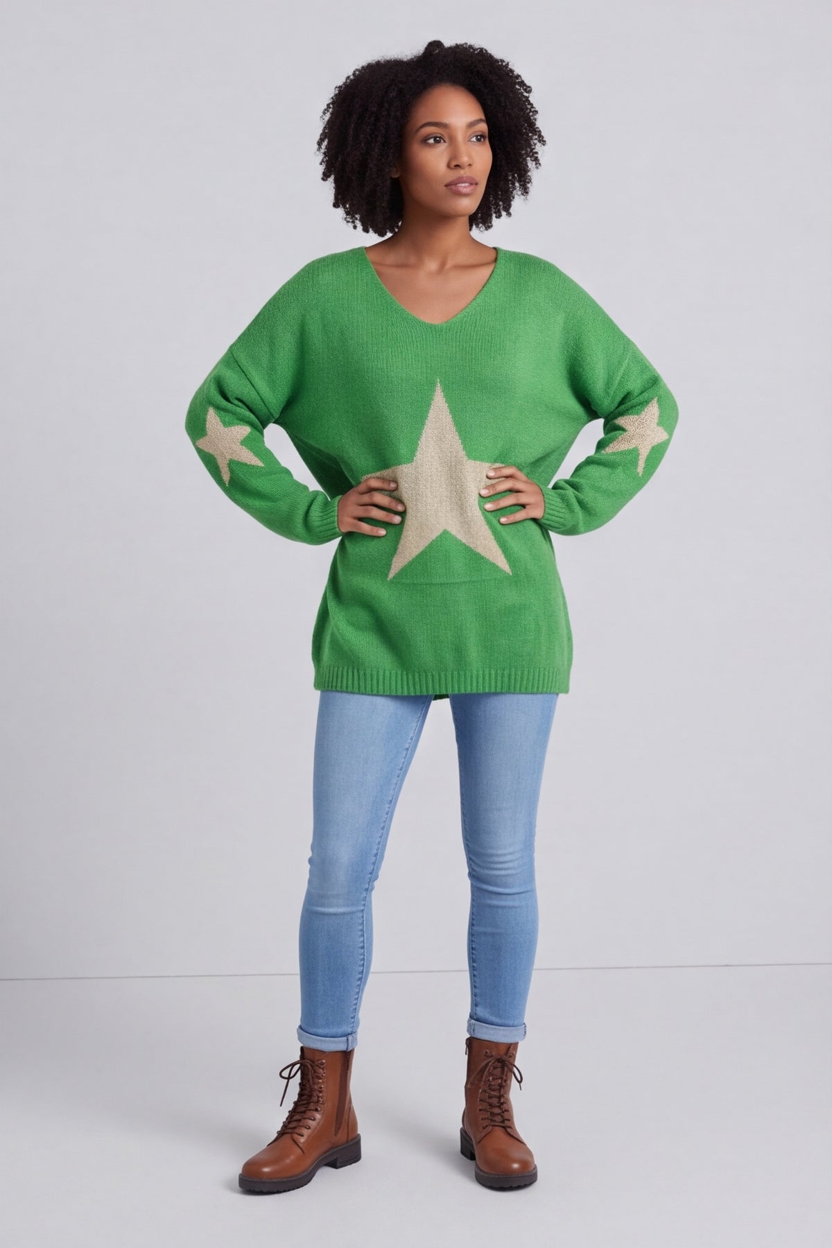 Paige Star Knitted Jumper Green – image 4 of 6