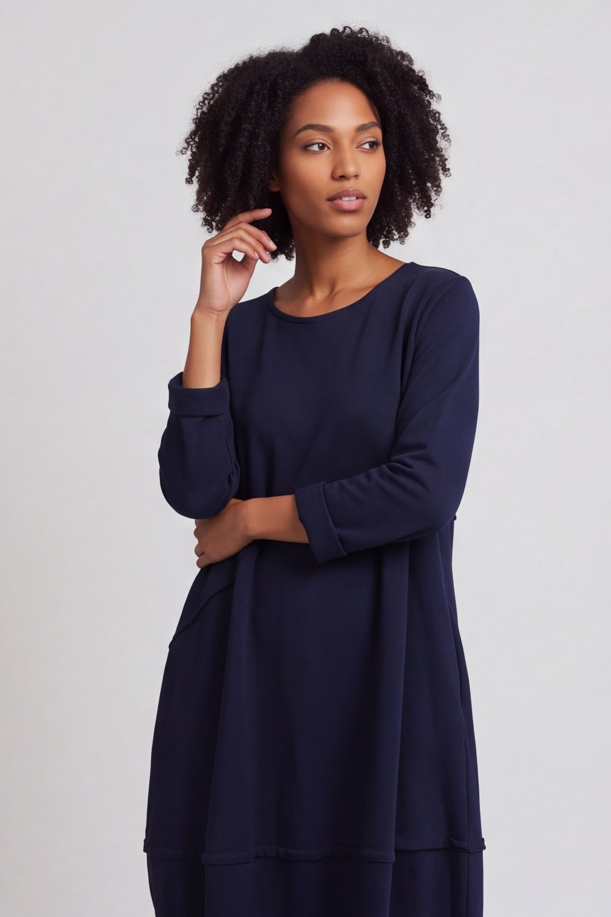 Minnie Seam Detail Cotton Tunic Navy – image 4 of 6
