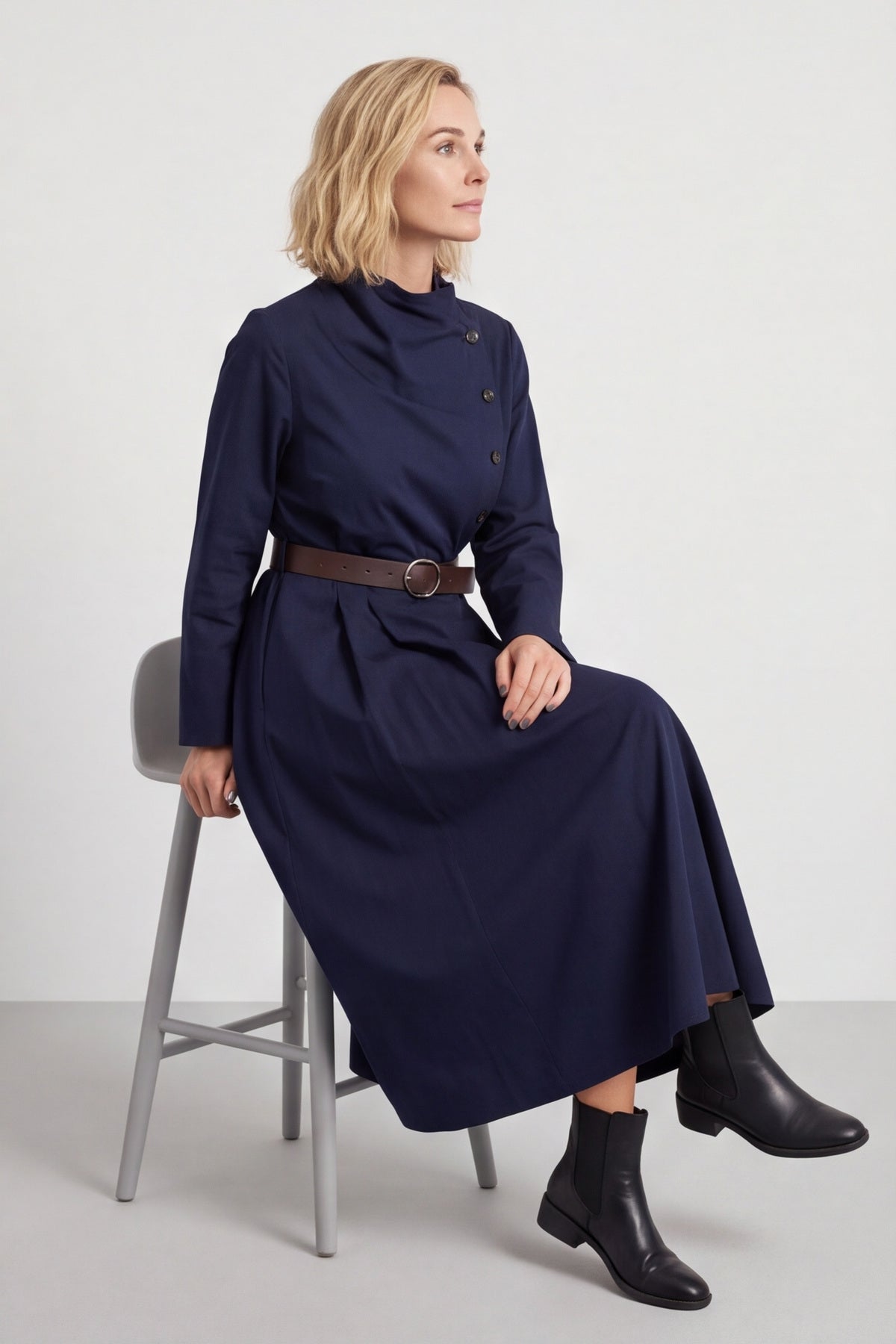 Eudora Belted Dress Navy – image 4 of 6