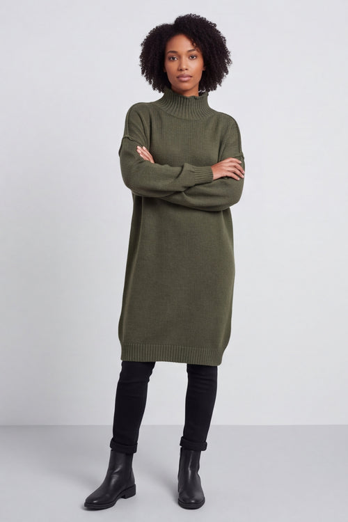 Bridie Polo Neck Knitted Tunic Khaki – image 3 of 5