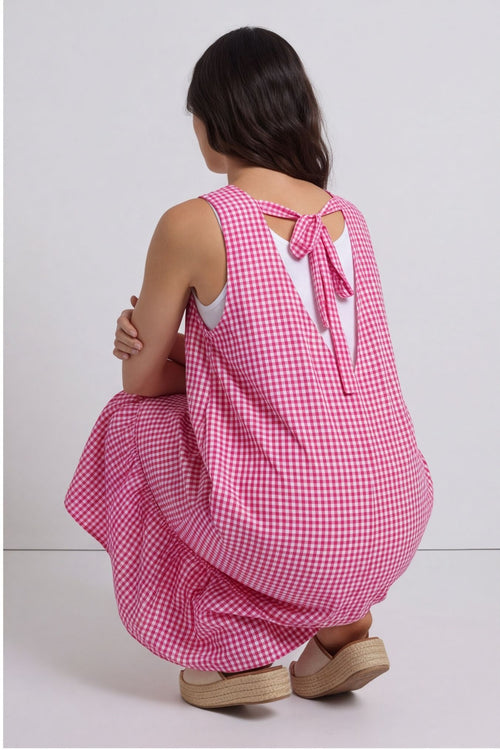 Imani Sleeveless Gingham Dress Fuchsia – image 4 of 5