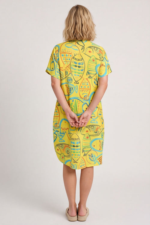 Naida Print Button Tunic Yellow – image 3 of 4