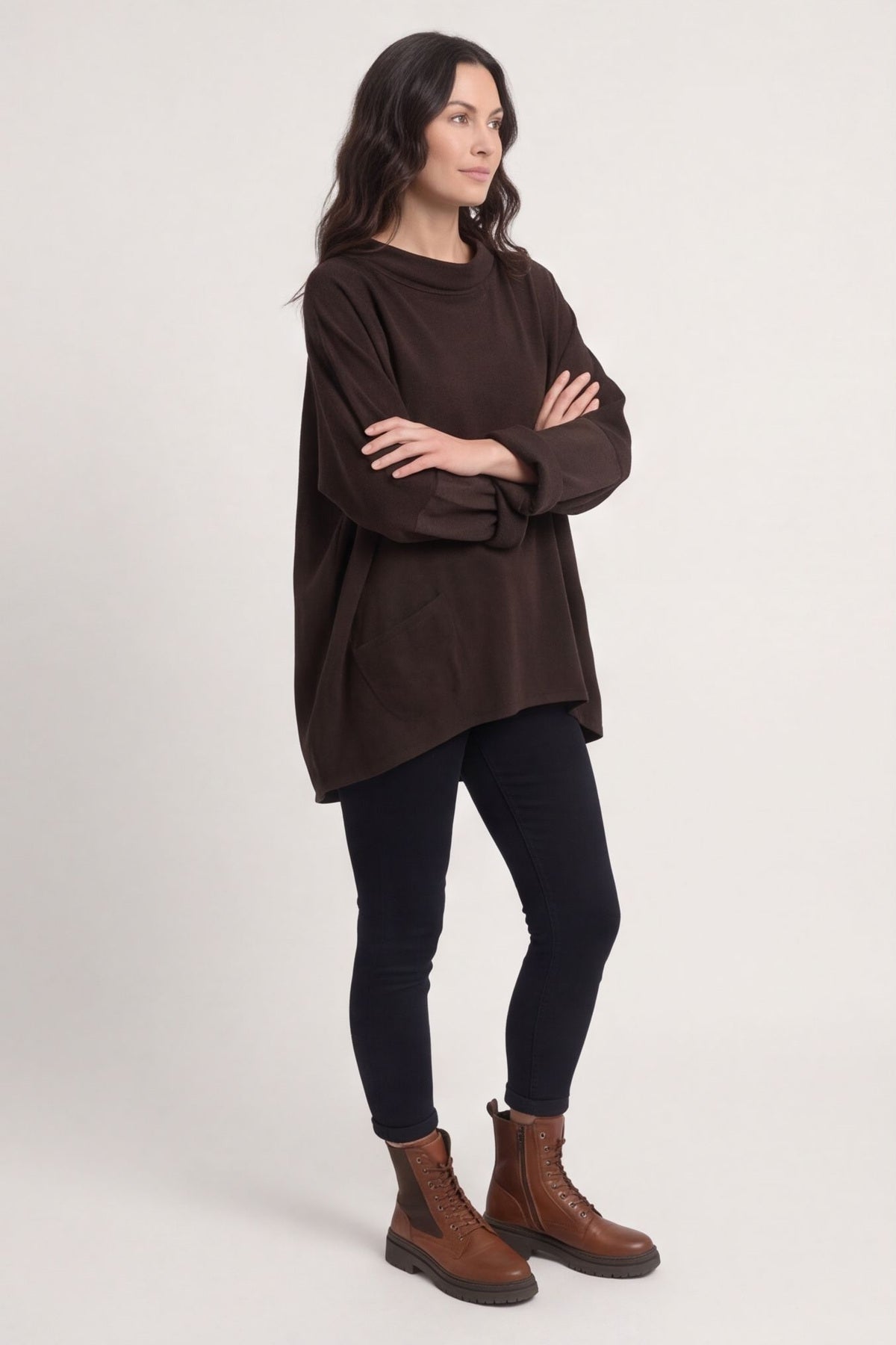 Rhianna Cowl Needlecord Top Cocoa – image 3 of 4
