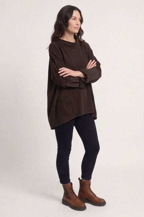 Rhianna Cowl Needlecord Top Cocoa – image 3 of 4