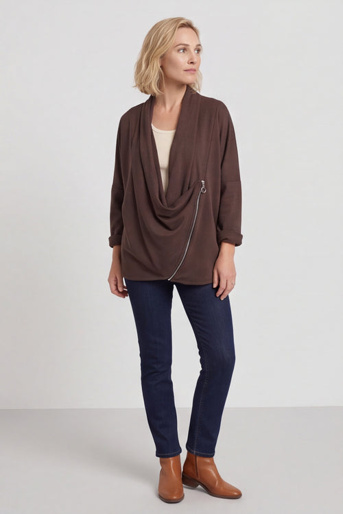 Floella Zip Cotton Jacket Cocoa – image 4 of 5