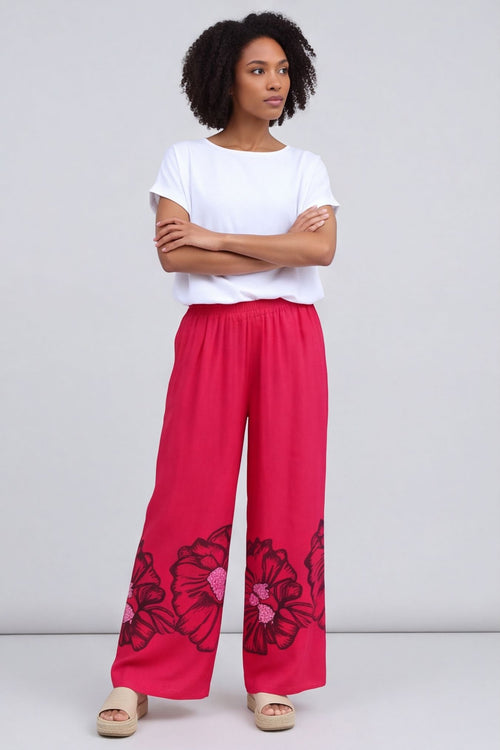 Aksana Flower Wide Leg Trousers Hot Pink – image 4 of 6