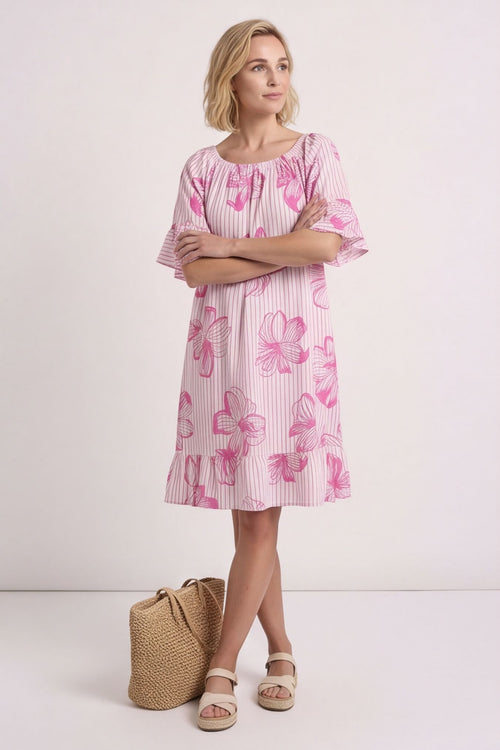 Fabiola Print Bardot Tunic Fuchsia – image 4 of 5