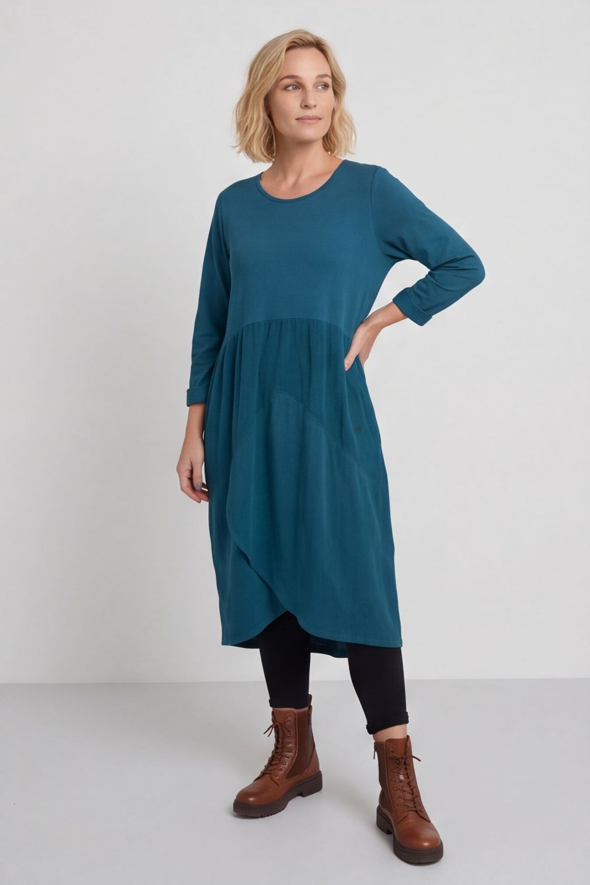Regana Cotton Dress Teal – image 3 of 4