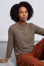 Lyssa Cowl Neck Stripe Top Cocoa Cocoa - Lyssa Cowl Neck Stripe Top Cocoa – image 4 of 5