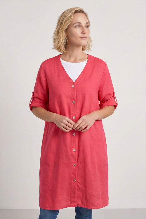 Alicia Button Linen Jacket Fuchsia – image 4 of 6