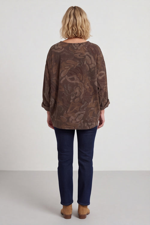Doreen Print Needlecord Top Nutmeg – image 4 of 6