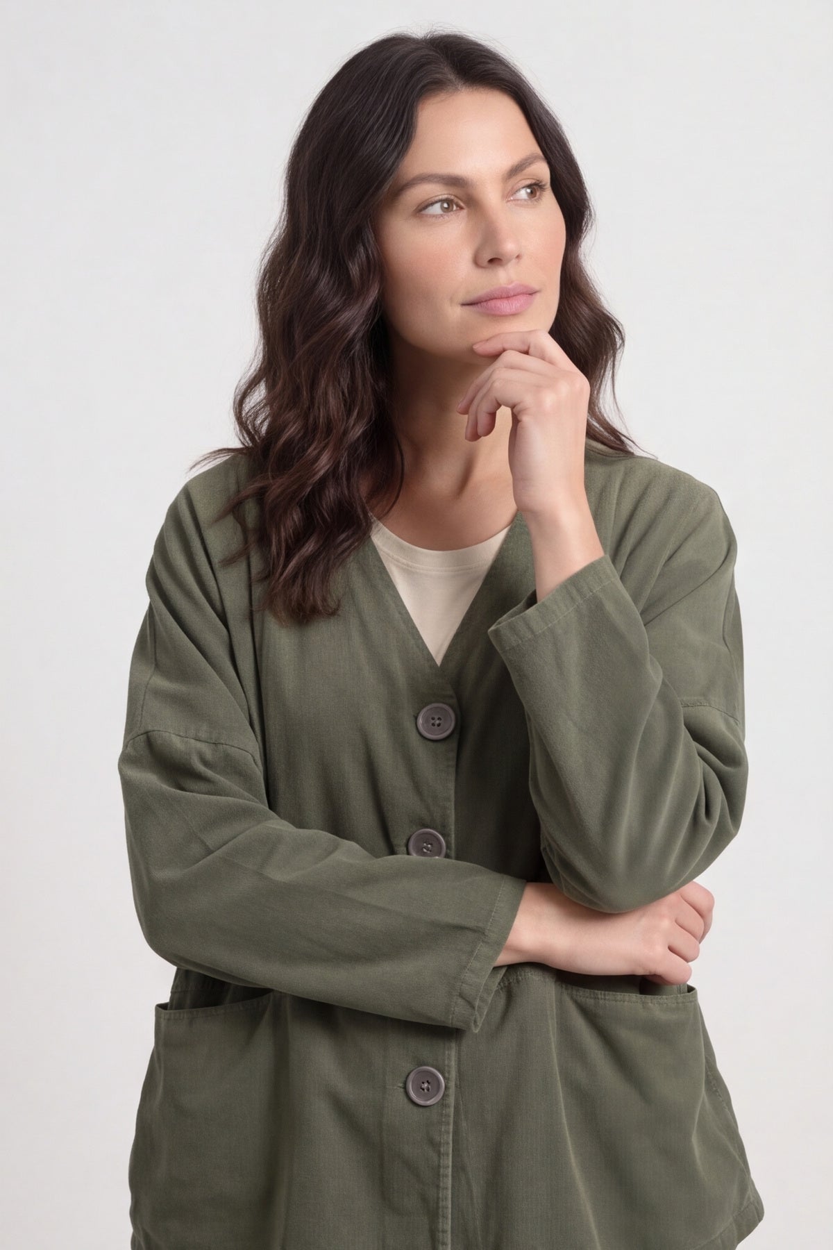 Kristen Needlecord Jacket Khaki – image 4 of 6